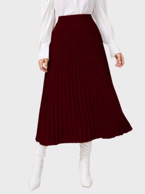 buynewtrend maroon a-line skirt