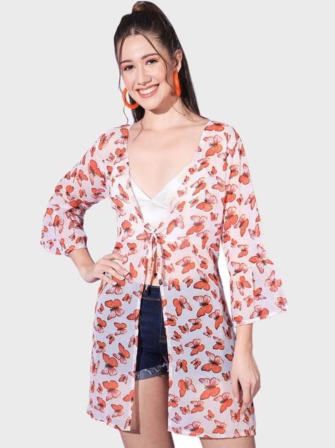 buynewtrend white printed shrug