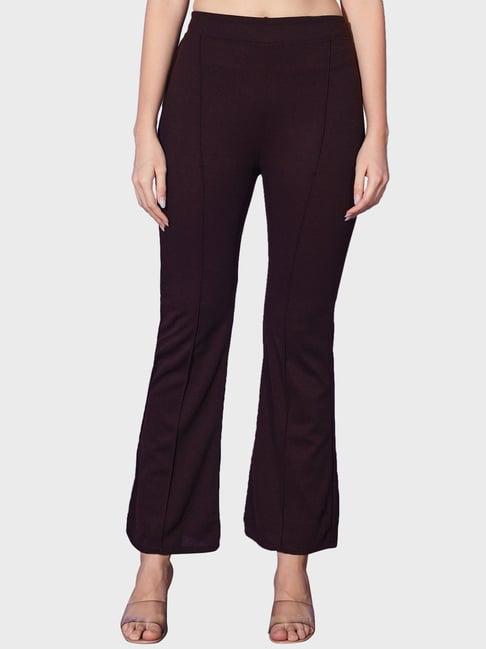 buynewtrend wine mid rise trousers