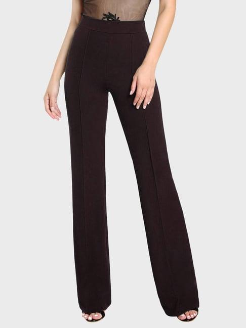 buynewtrend wine high rise trousers