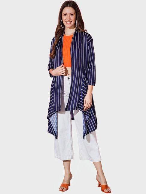 buynewtrend navy striped shrug