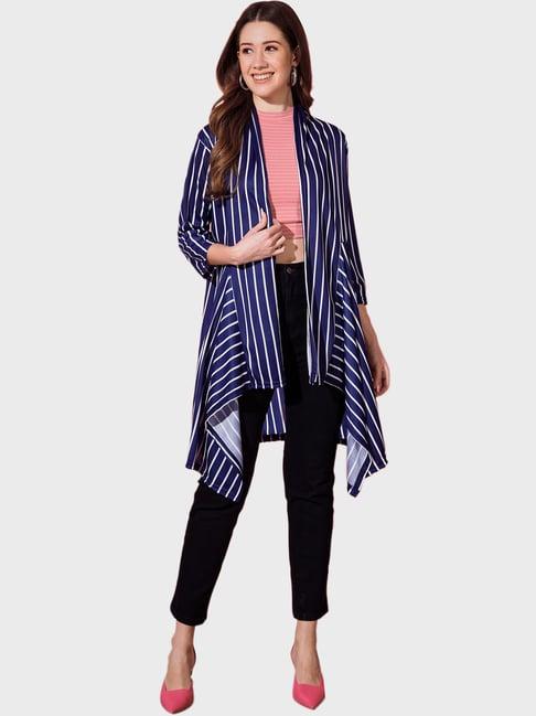 buynewtrend navy striped shrug