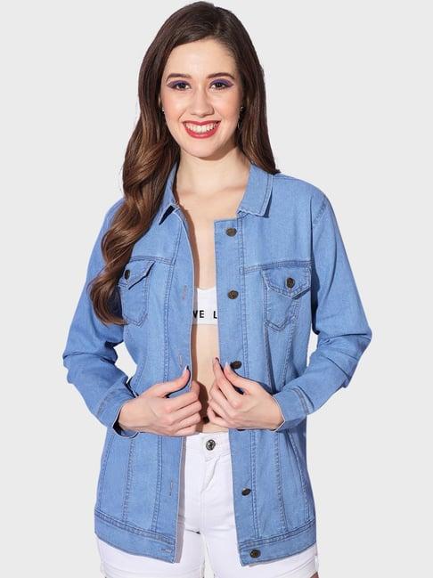 buynewtrend blue regular fit jacket