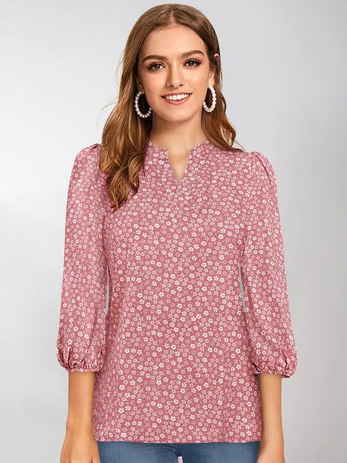 keri perry peach floral print top