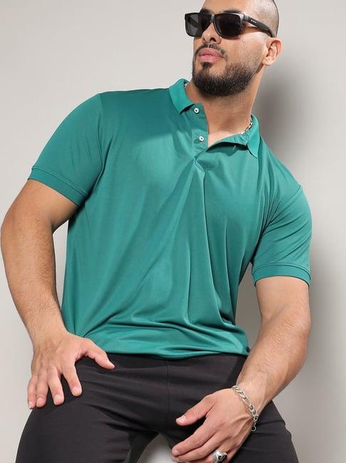 instafab plus shamrock green regular fit plus size polo t-shirt