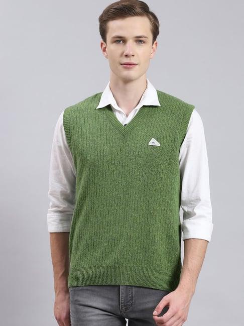 monte carlo green regular fit lambs wool sweater