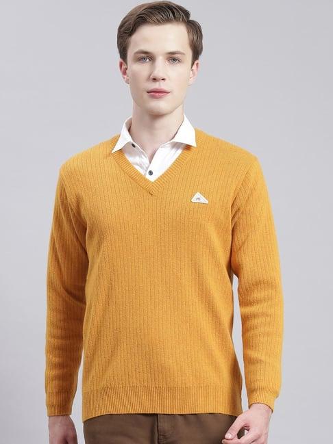 monte carlo mustard regular fit lambs wool sweater