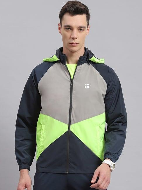 rock.it navy regular fit colour block hooded jacket