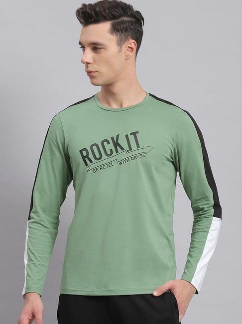 rock.it green regular fit printed t-shirt