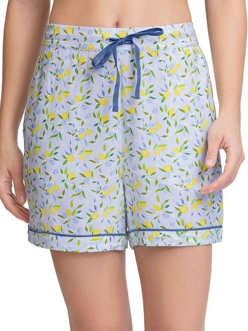 amante blue floral print shorts