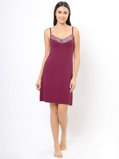 amante purple v neck night dress