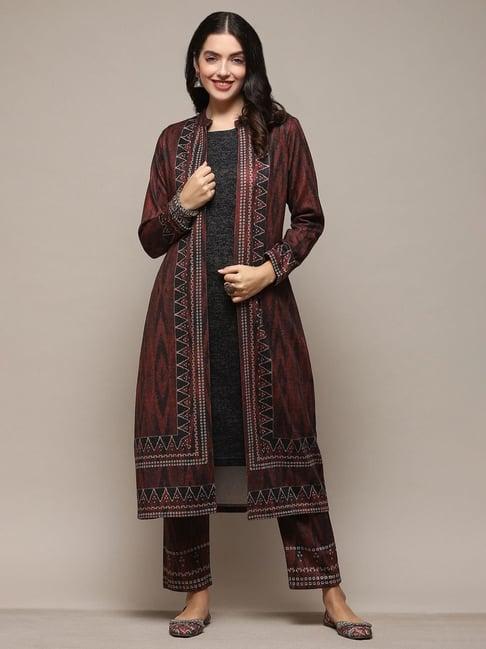 biba brown printed long cape