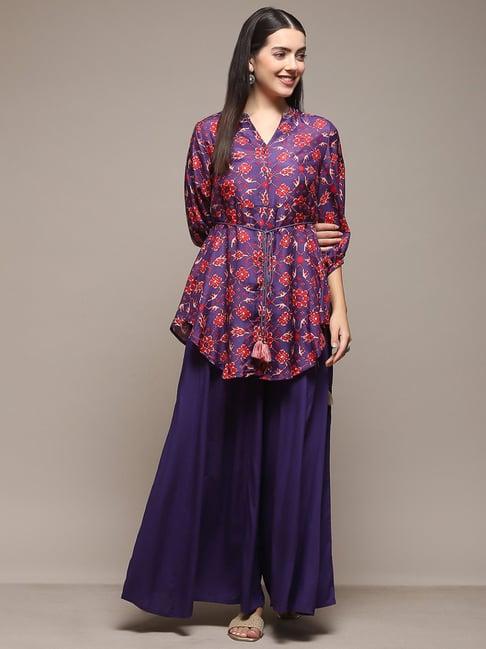 biba purple printed tunic sharara set