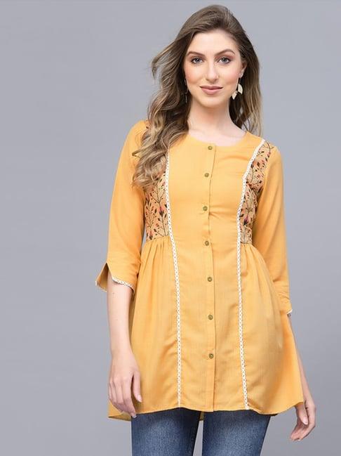 skylee yellow printed a line kurti