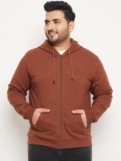 club york brown regular fit hooded sweatshirt