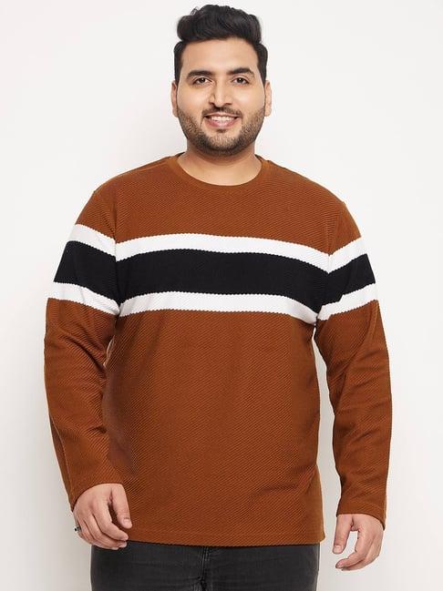 club york brown regular fit striped sweatshirt