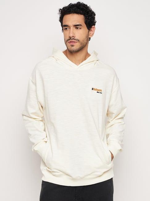 club york off white regular fit hooded sweatshirt