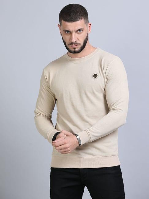 bushirt beige regular fit sweatshirt