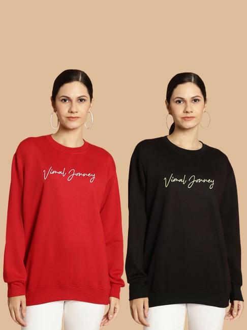 vimal jonney maroon & black printed sweatshirt - pack of 2