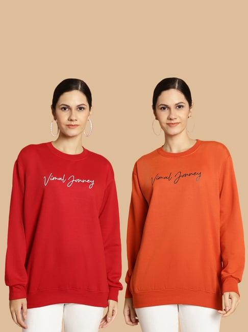 vimal jonney maroon & rust printed sweatshirt - pack of 2