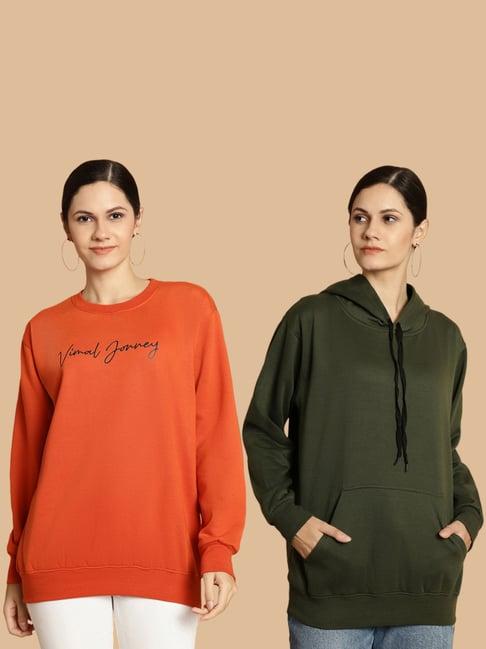 vimal jonney rust & green printed sweatshirt - pack of 2