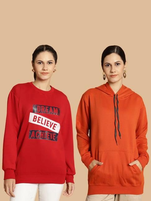 vimal jonney maroon & rust printed sweatshirt - pack of 2