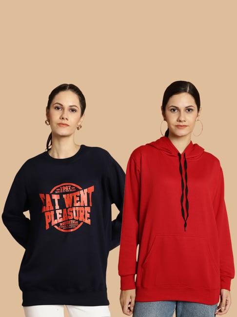 vimal jonney navy & maroon printed sweatshirt - pack of 2