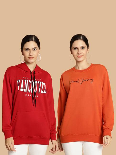 vimal jonney maroon & rust printed sweatshirt - pack of 2