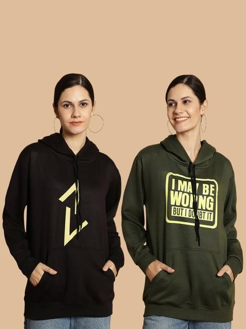 vimal jonney black & green printed sweatshirt - pack of 2