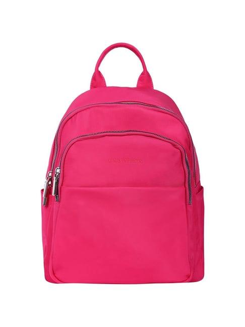 lino perros fuchsia synthetic solid backpack - 12.3 ltrs