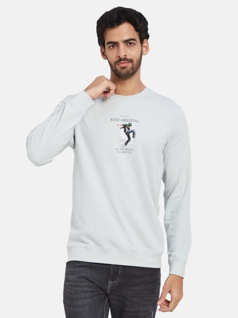 octave silver regular fit printed sweatshirt