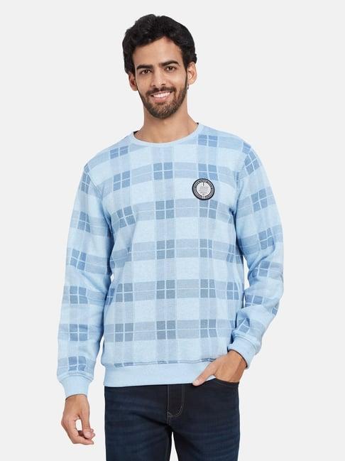 octave sky melange regular fit checks sweatshirt