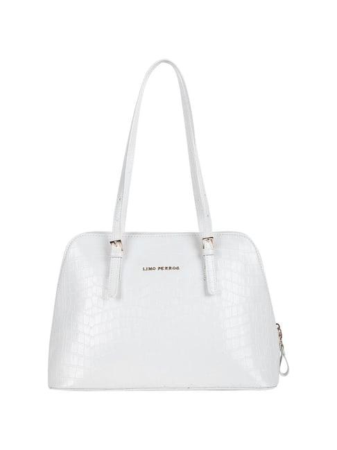 lino perros white synthetic textured tote handbag