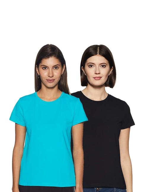 color capital blue & black regular fit t-shirt (pack of 2)