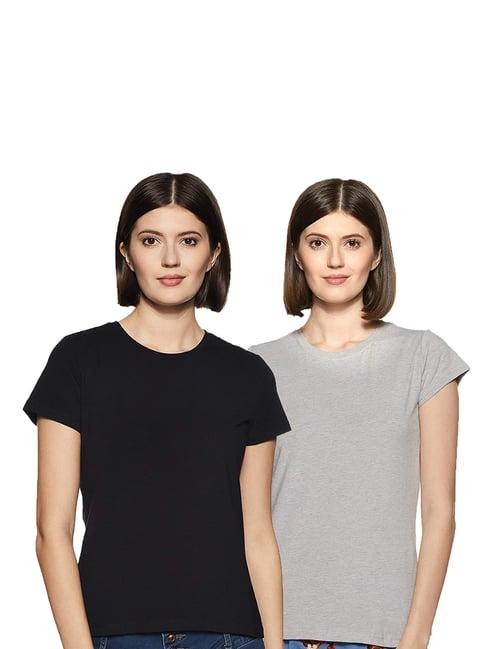 color capital black & grey regular fit t-shirt (pack of 2)