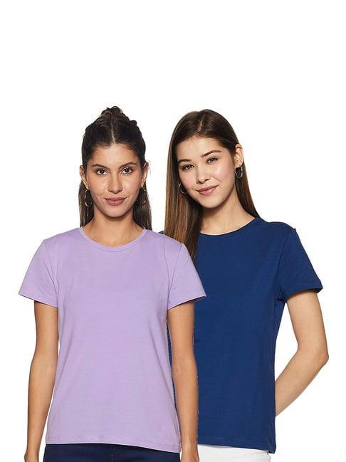 color capital lavender & blue regular fit t-shirt (pack of 2)