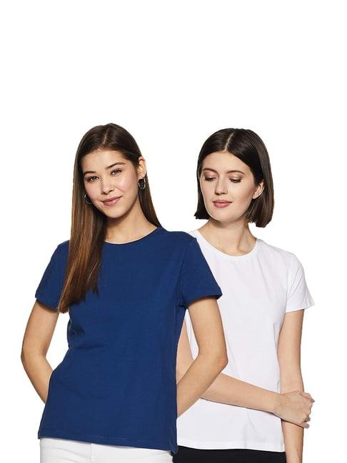 color capital navy & white regular fit t-shirt (pack of 2)