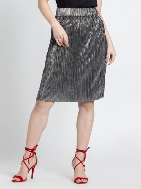 shaye silver above knee skirt