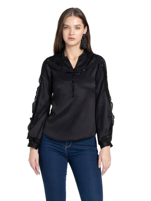 shaye black embellished shirt