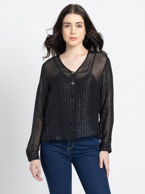 shaye black striped shirt