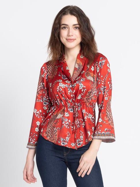 shaye red floral print shirt