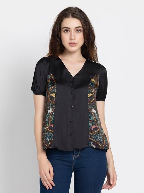 shaye black floral print top