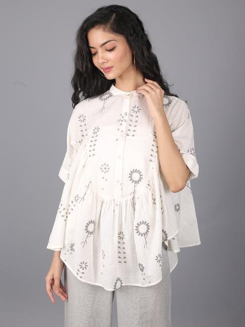 zolo label white cotton embroidered top