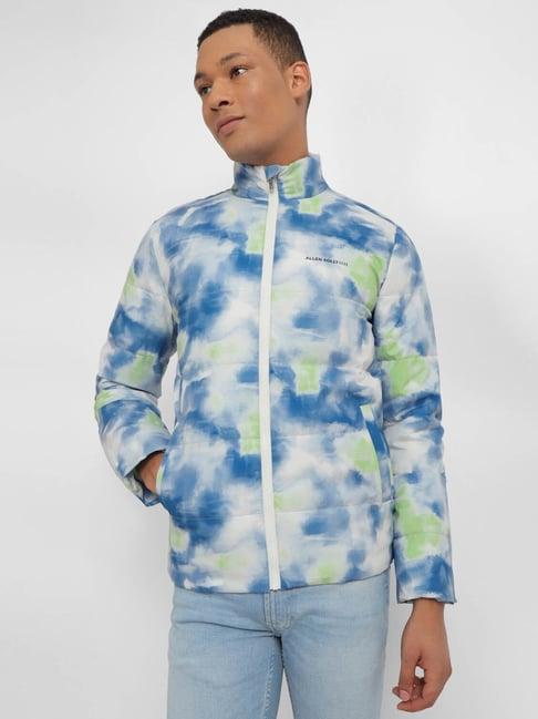 allen solly blue cotton regular fit printed quilted jacket