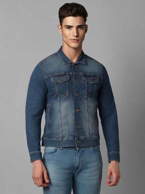 louis philippe blue cotton slim fit denim jacket