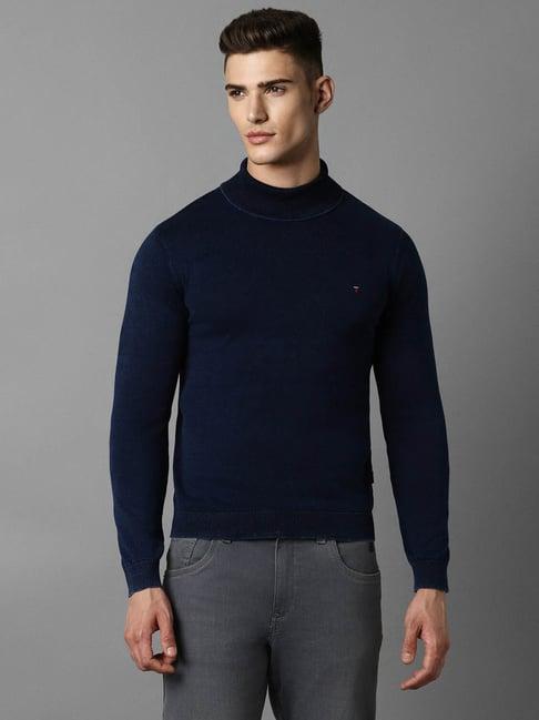 louis philippe dark navy cotton regular fit sweater