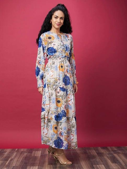 globus multicolor floral print maxi dress