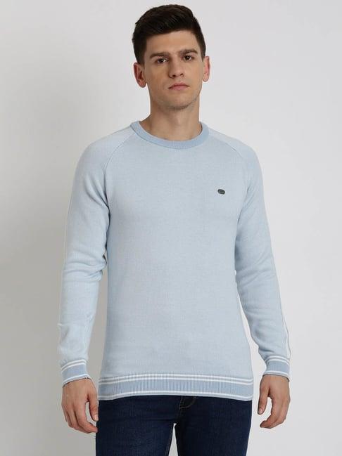 peter england sky blue cotton regular fit sweatshirt