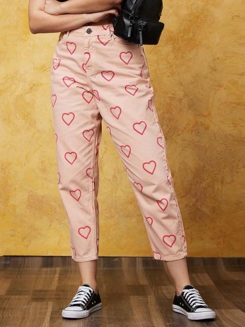 globus dusty pink printed jeans