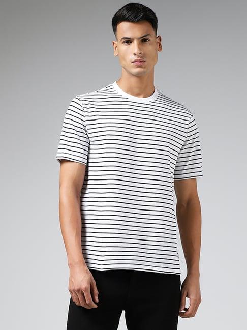 wes lounge by westside white striped relaxed fit t-shirt